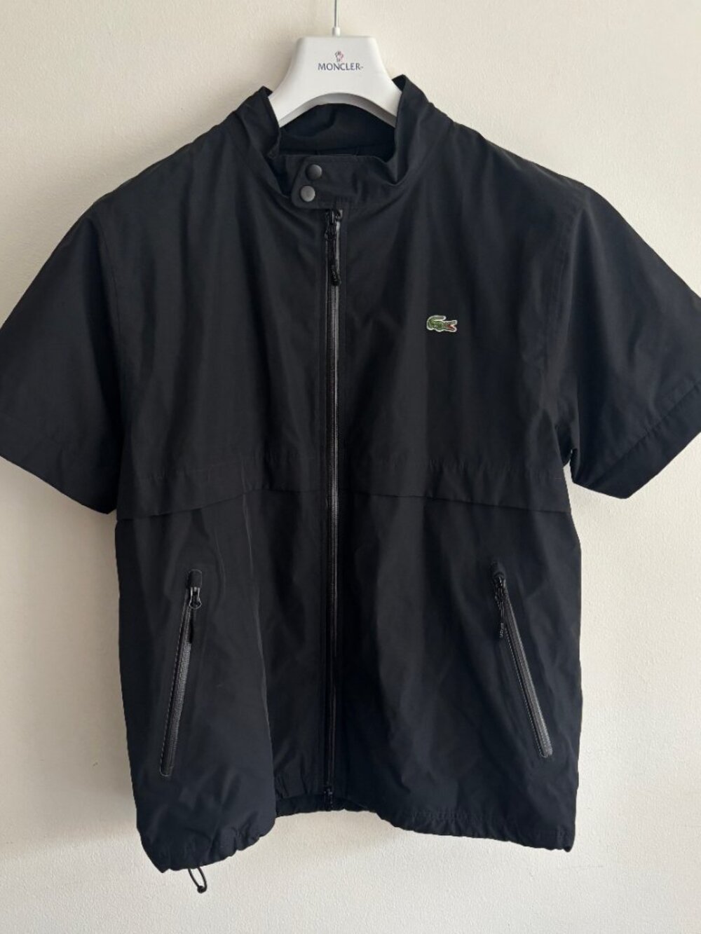 $300 Lacoste Sport Black Short-Sleeve Golf Zip Windbreaker Jacket -Medium/Large